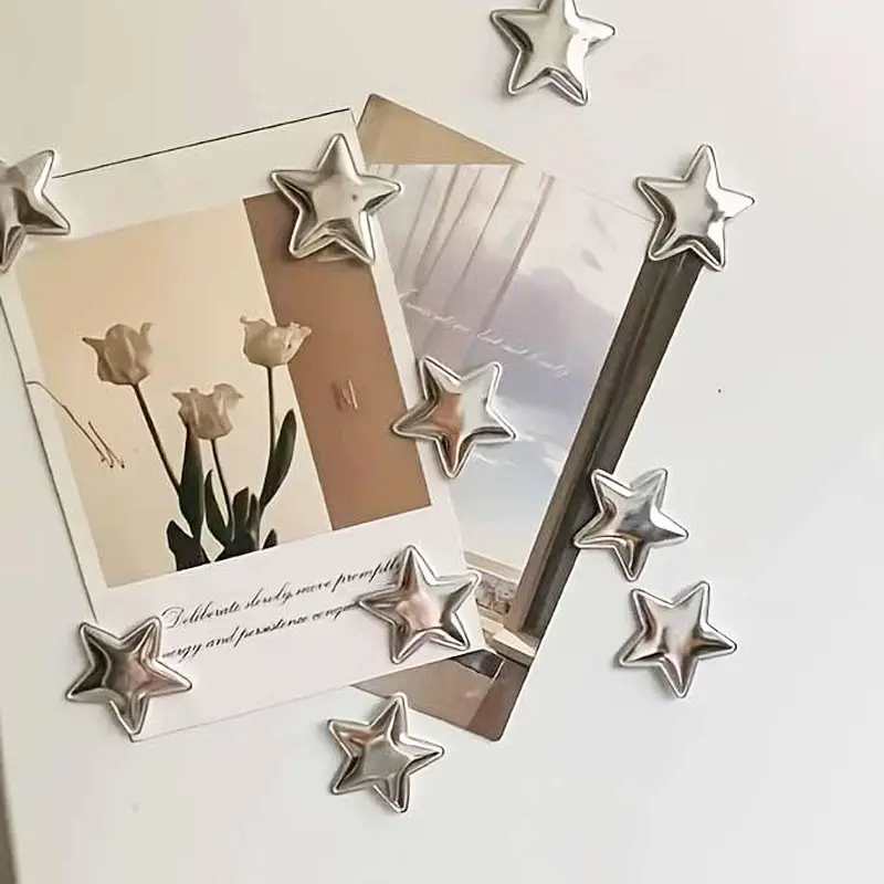 10 Pcs Silver Star-Shaped Decorative Fridge Magnets, Refrigerator Magnets Set, Refrigerator Decorating Magnets, Perfect for Adorning Refrigerators, Offices and Homes, Kitchen and Office Decor, Fridge Organization