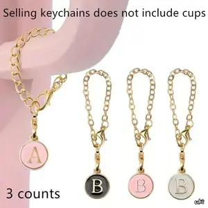 3 Pcs Letter Design Chain Charm Set In Pink, White & Black, Creative Decorative Pendant, Stylish Accessory For Tumblers And Water Bottles, Lovely Ornament For Daily & Fall Decor room