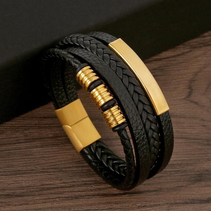 3-Pack Classic Men's Leather Bracelets - New Style Hand-Woven Multi-Layer Combination Accessories, Fashion Men's Jewelry for Wholesale & Dropshipping