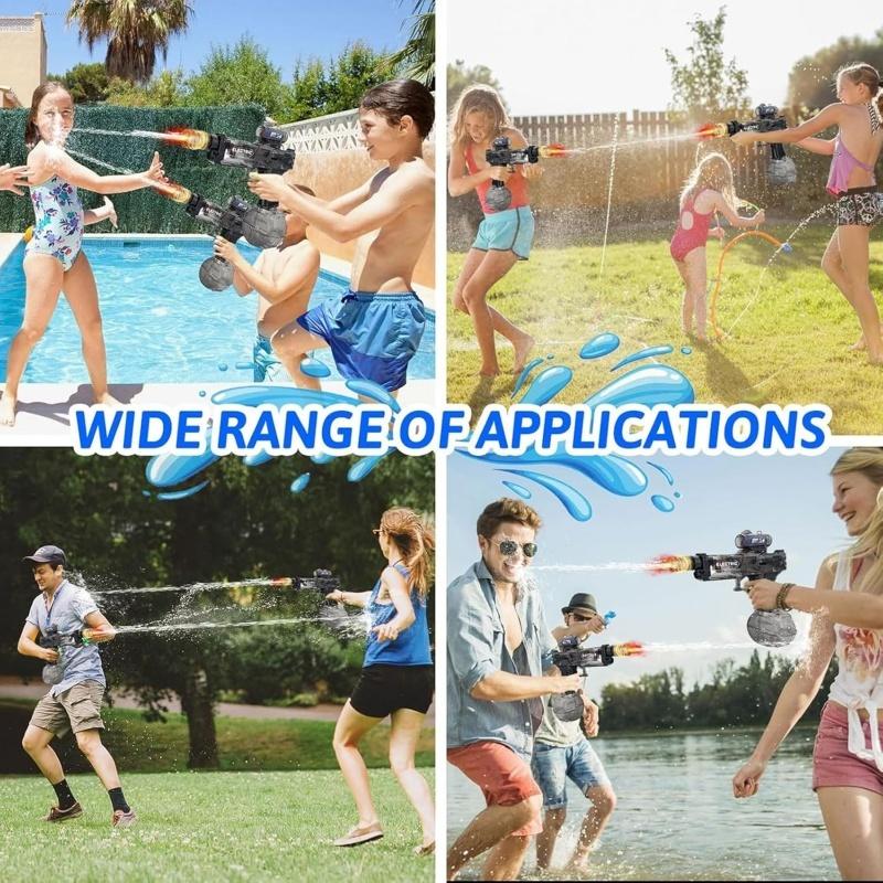 Electric Water Gun with LED Light, Automatic Squirt Watergun, Strong Outdoor Toy for Kids, Summer Fun, Perfect Father's Day Gift, Built-In Lithium Battery