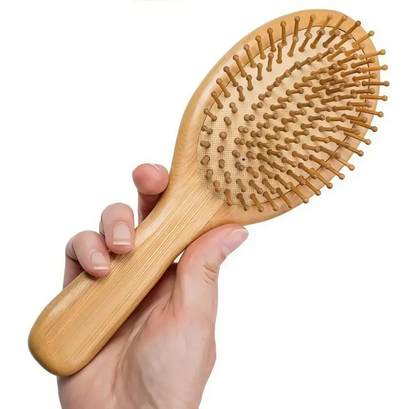 Bamboo Air Cushion Comb, Solid Wood Hair Care Scalp Massage Brush, Smooths Curly Hair, Suitable for All Hair Types, Scalp Care Tool