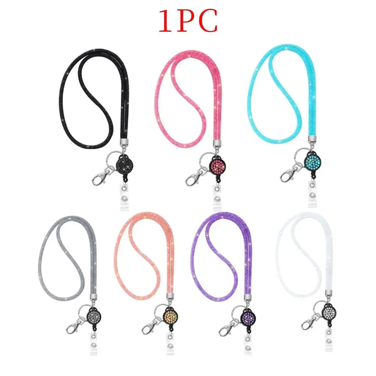 Rhinestone Decorated Lanyard, 1 Count Shiny ID Badge Holder Lanyard, Badge Decoration, Identification Badges & Supplies for Office School, Personalized Lanyard, Lanyards With Id Holder, Name Tag Lanyards