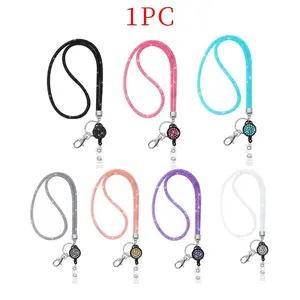 Rhinestone Decorated Lanyard, 1 Count Shiny ID Badge Holder Lanyard, Badge Decoration, Identification Badges & Supplies for Office School, Personalized Lanyard, Lanyards With Id Holder, Name Tag Lanyards