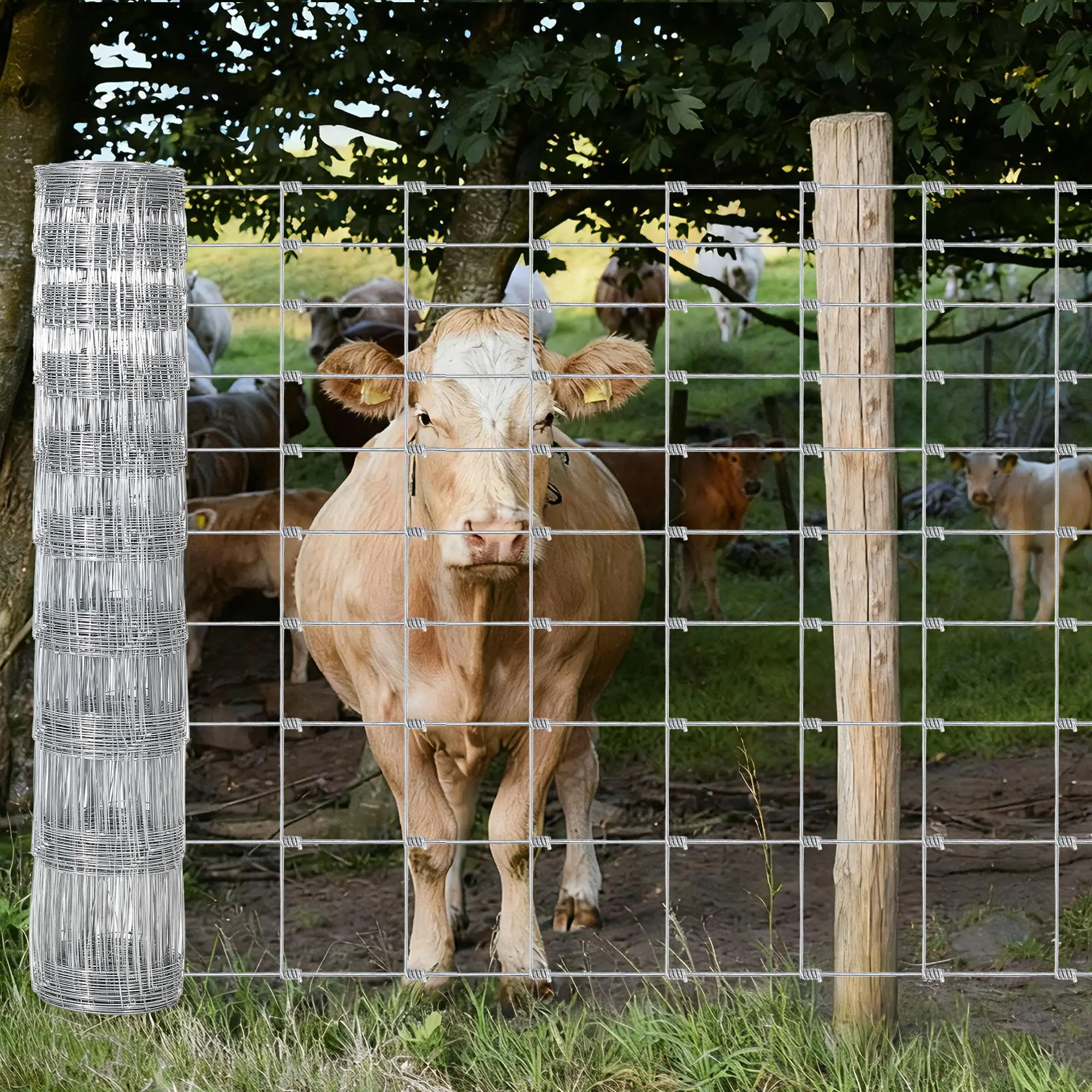 Galvanized Livestock Fence Panels – Heavy Duty Wire Mesh for Cattle, Goat, Deer – Corrosion-Resistant, Farm, Yard, Agricultural – Multiple Sizes