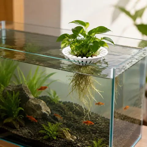 Fish Tank Hydroponic Floating Planter Basket, Soil-Free Greenery Fixer, Aquarium Plant Float Stand, 3D Printed Pla, Water Purification, Aquatic Plants, Lightweight, Aquarium Plant Holder