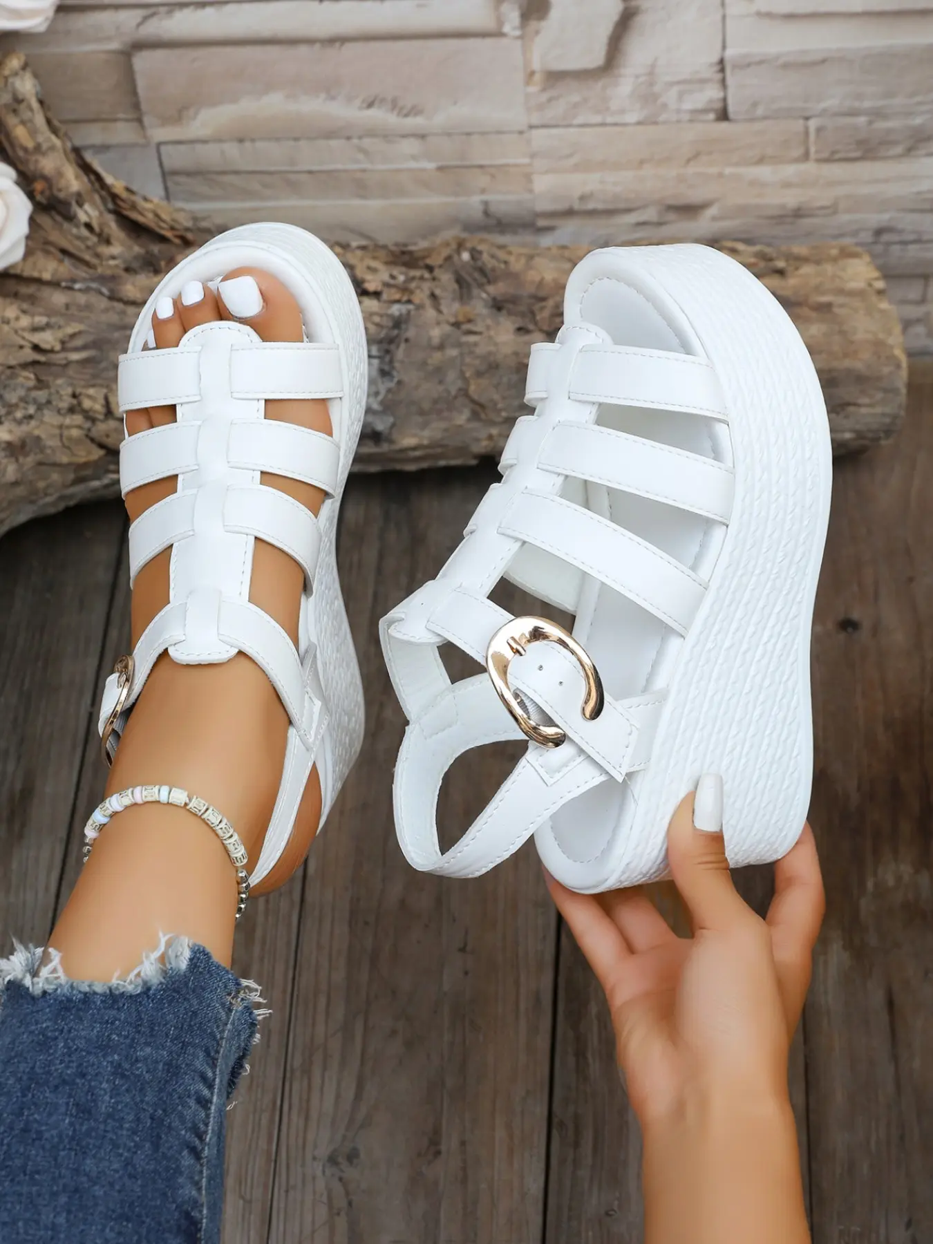 Comfortable Thick Sole Casual Wedge Sandals (35-43), Wide Design, Wide Fit, Adjustable Anklet, Breathable Laces, Non-Slip Sole, Summer Shoes
