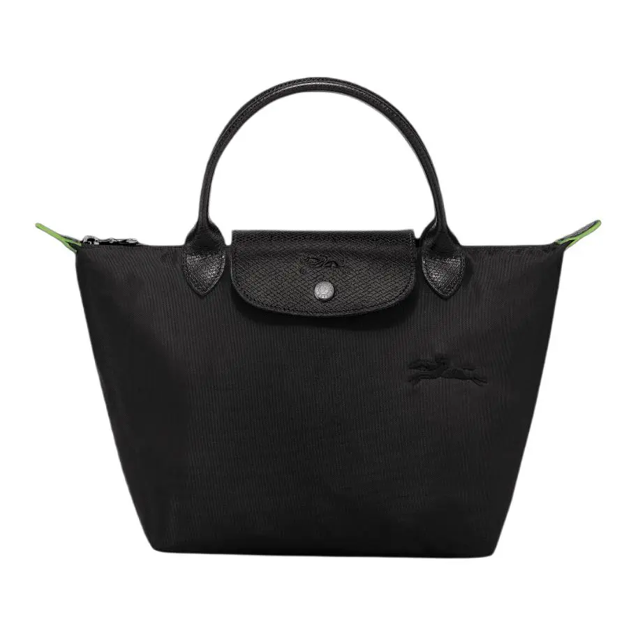 Longchamp Le Pliage Green 23 Small Handbag for Women, Foldable Recycled Canvas Crossbody Bag in Black