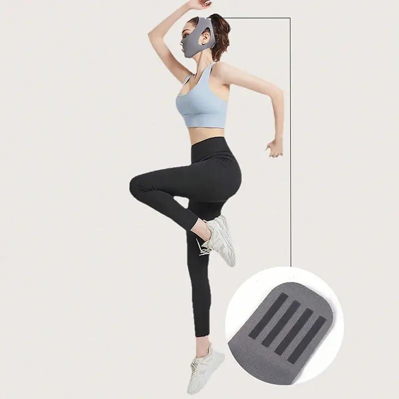 Adjustable Facial Training Band |   Sleep Mask, Gray and Pink V-Shaped Bandages for Lifting and Tightening, Non-Seamless Design for Relaxation and Sleep, Suitable for Watching TV, Exercising, or Playing |   Comfortable Wear