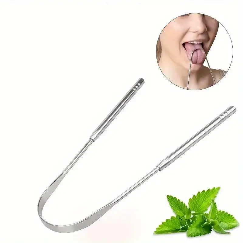 Adult Stainless Steel Tongue Scraper, U-Shaped Tongue Cleaner, Fresh Breath, Oral Hygiene Tool, Daily Mouth Care Product, Tongue Scraping Tool