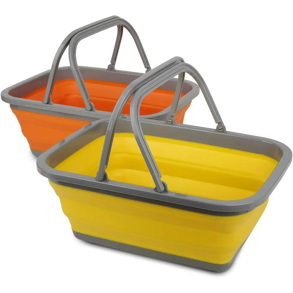 2-Pack Portable Plastic Collapsible Sink, 2.25 Gal/8.5L Each Wash Basin for Dishwashing, Outdoor Use (Ideal for Camping Users) & Home Use