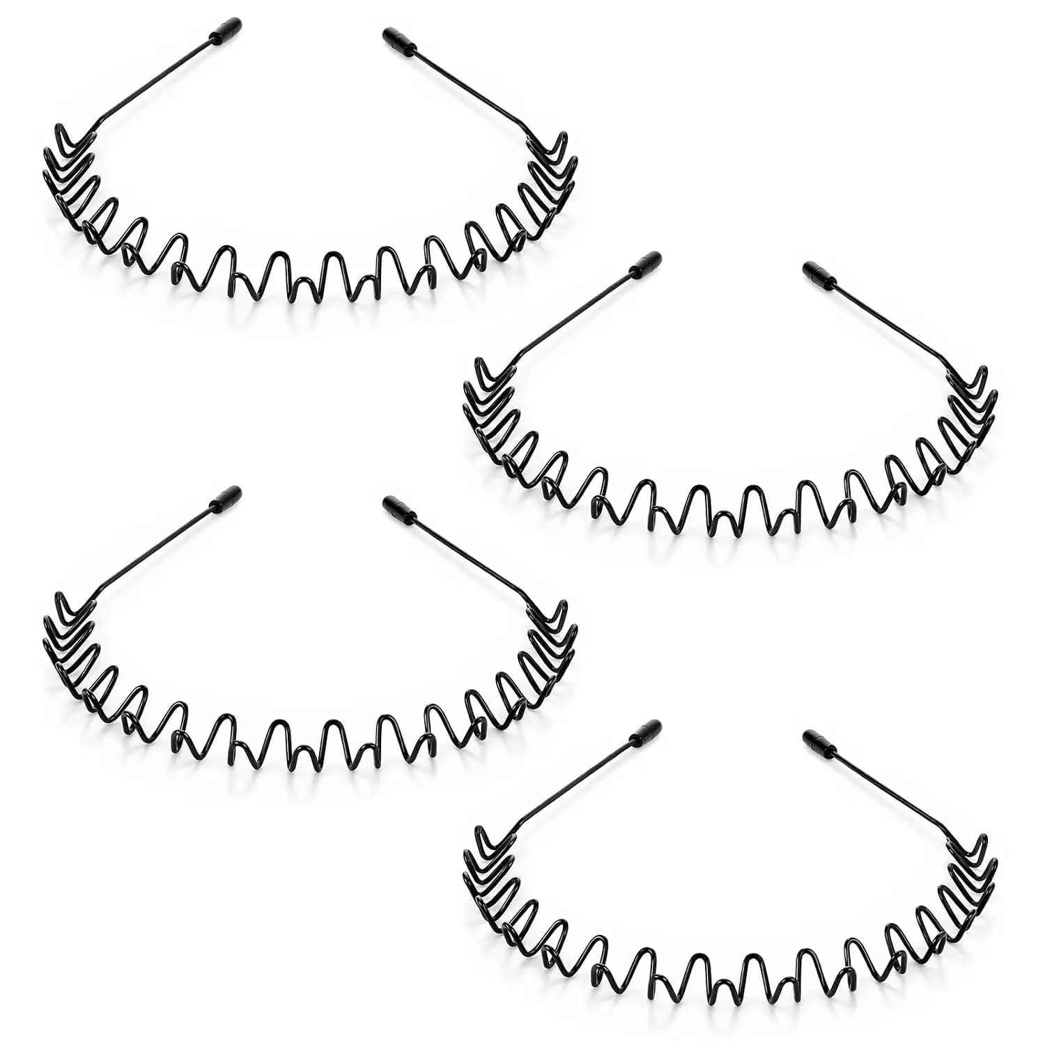 4 count Adjustable Wavy Hair Bands, Fashion Unisex Black Hairband, Simple Hair-Hoop Non-Slip Elastic Metal Headbands Hair Band Metals Hair-Band for Men Women