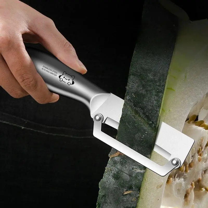2-in-1 Melon Planer Pineapple Peeling Knife Stainless Steel Skin Peeler Kitchen Special Paring Tool Home Sugar Cane Paring Knife