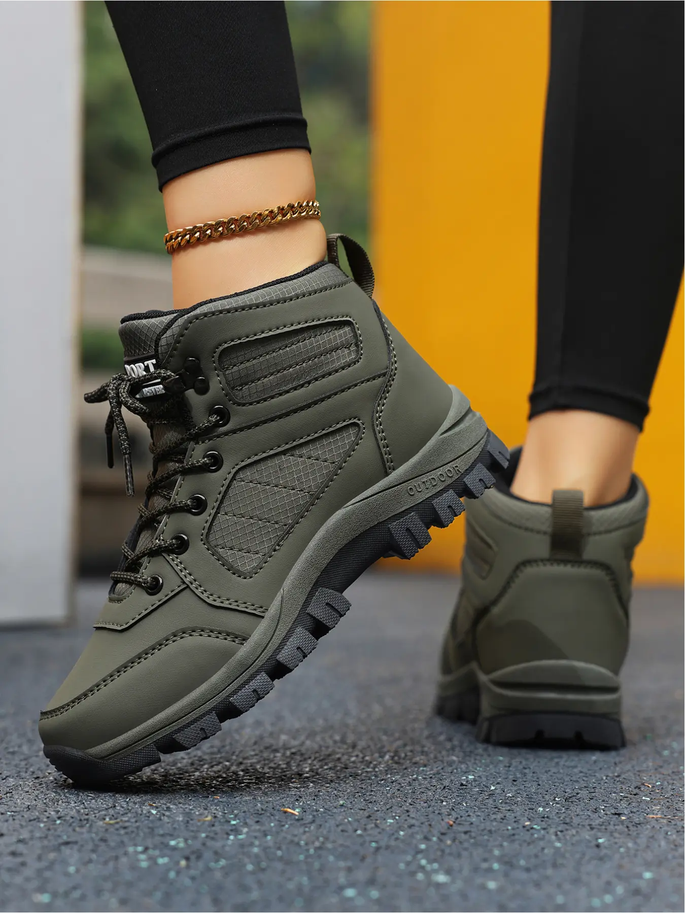 Women's Anti-Slip High-Top Hiking Boots, Fashionable Comfort Outdoor Trekking Shoes, Thick Sole Durable Mountain Work Boots, Walking Hiking Shoes, Premium Hiking Shoes, Outdoor Trekking Footwear