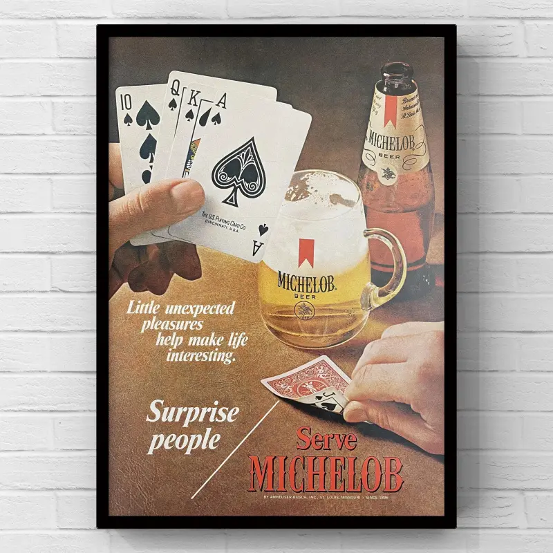 Vintage 1970s Michelob Beer Magazine Page Ad 1-Piece Poster Paper Print - Retro Ads, Fade Resistant, Vintage Room Decor, Wall Decor, Mancave Collectible Gift for Home Supplies, Classic Prints