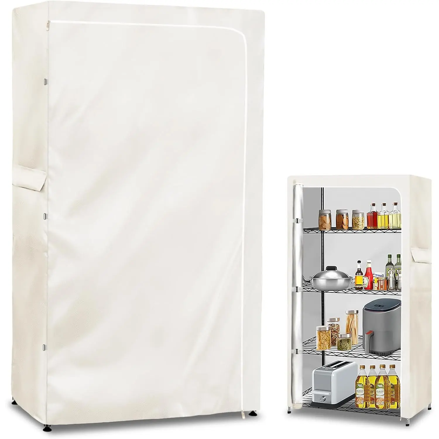 Storage Shelf Covers for Wire Shelving,600D Heavy Duty Outdoor   Shelf Cover,Storage Rack Cover for Wire Shelf with zipper,60''W x 24''D x 72''H,White