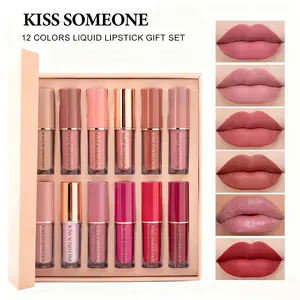 12-Color Liquid Lipstick Gift Set – Matte Pearlescent Finish, Non-Fading, Long-Lasting, Moisturizing for Full Lip Color, Everyday Lip Makeup & All-Day Wear - Perfect Beauty Gift for Women, Lip Cosmetics & Makeup Sets