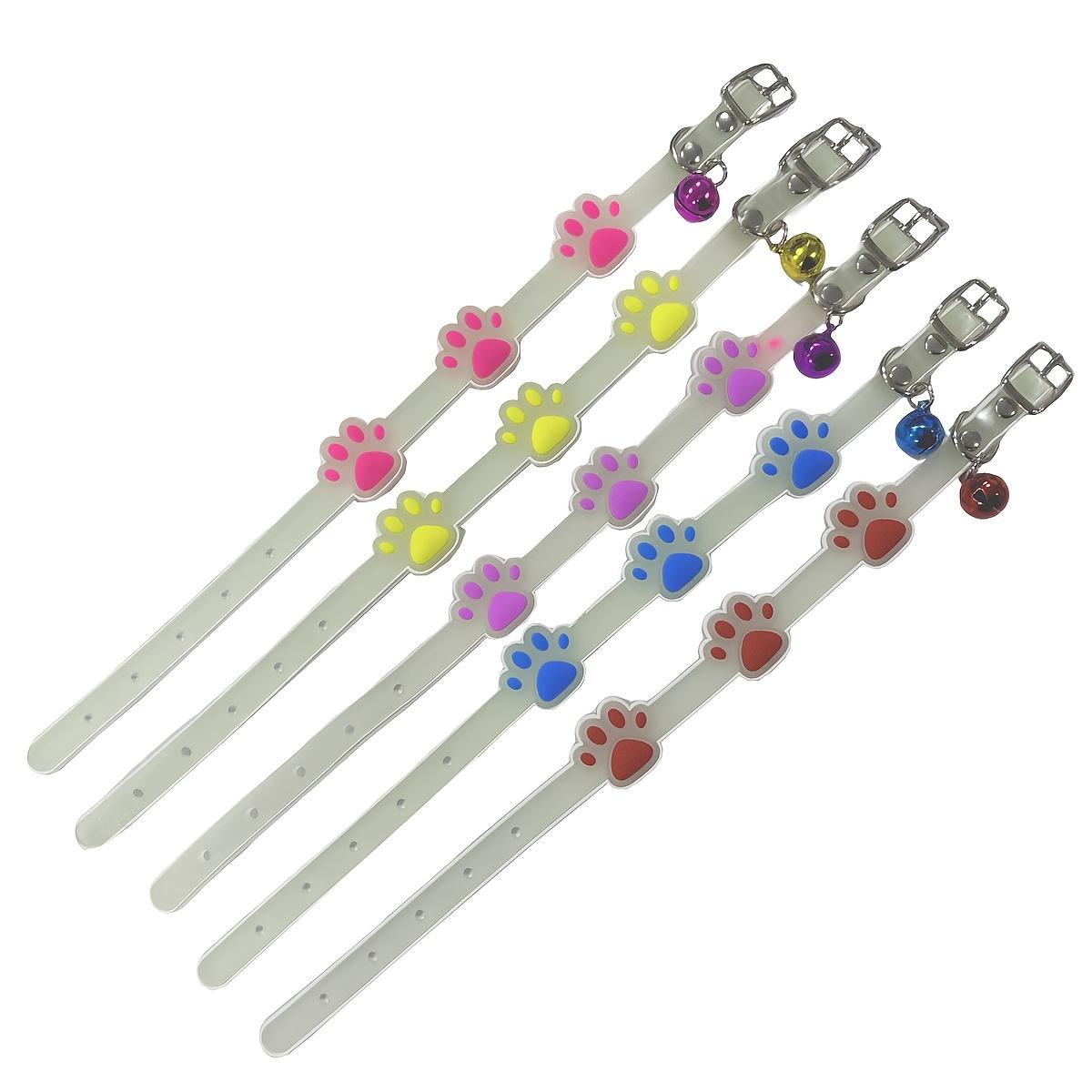 1pc Glowing Collar for Dogs & Cats with Bell - Luminous Night Safety Collar, Adjustable Anti-Loss Safety Device, Paw Print Suitable for Small Pets, Bell Alert System for Nighttime Walks, Random Color Collar for Dog and Cat Leash Gear