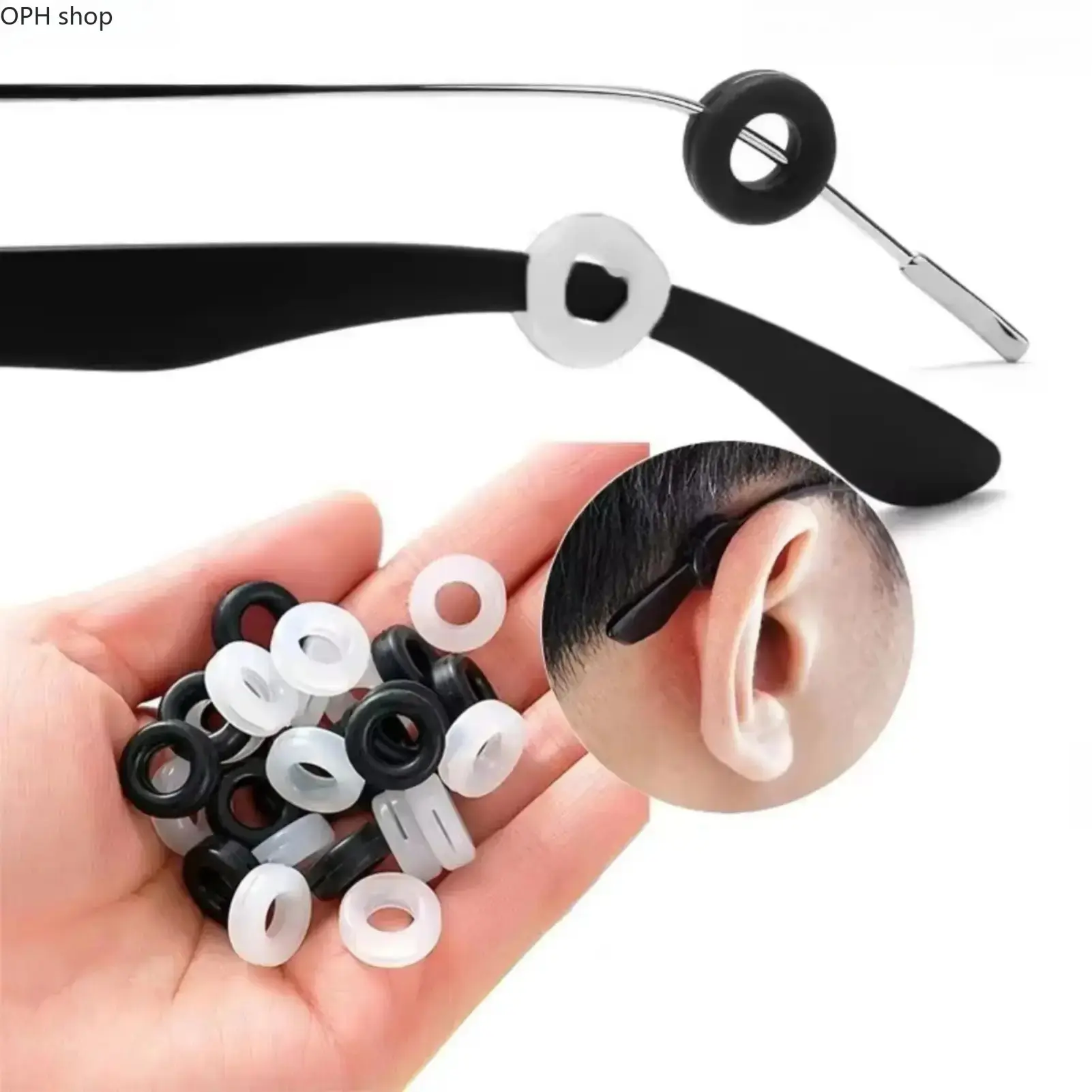 10-Pair Black Silicone Glasses Ear Hooks, Unisex Sports Anti-Slip Temple Grips, Soft Eyewear Retainers for Eye Glasses Ear Grippers, Fashion Accessories