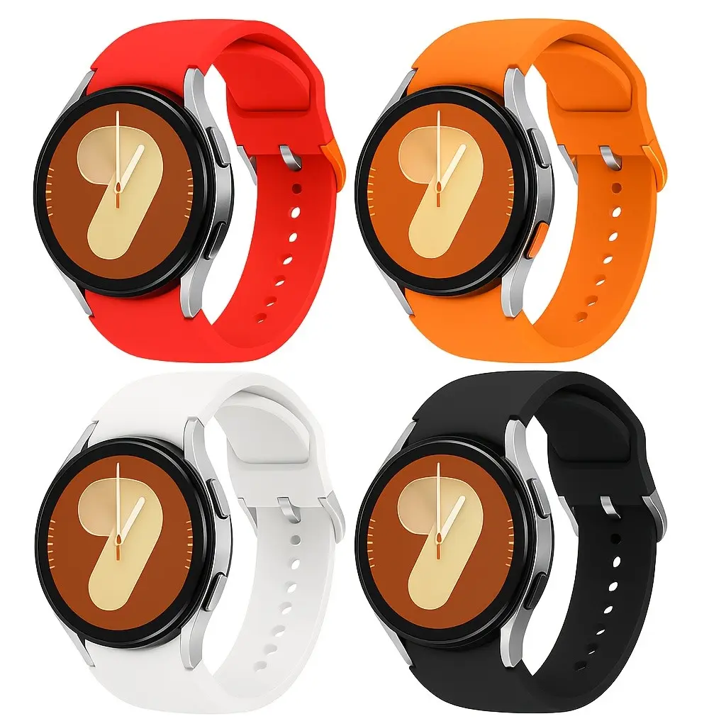 Four-Pack One-Button Strap Compatible with Samsung Galaxy Watch 7/6/5/4/fe, Silicone Sport Replacement Band for Men and Women, Smart Watch Straps, Smartwatch Accessories