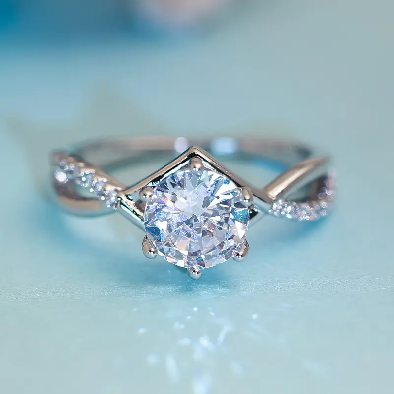 Elegant Twisted Solitaire Band, Sparkling Women's Jewelry, Stylish Accessories, Womens Gifts or Love Gifts for Anniversaries