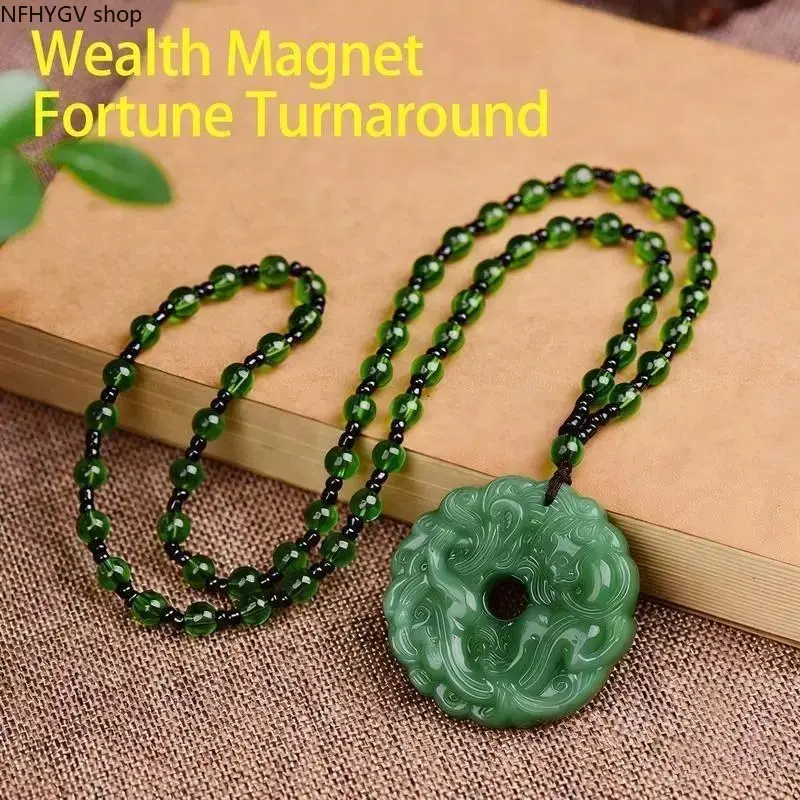 Neck Accessory Pendant Necklace, Unisex Lightweight Hand-Carved Green Jade Pixiu Dragon With Durable Chain, Lucky Wealth Protection Amulet Jewelry For Outdoor Sports, Birthday, Festival And Housewarming Gift Occasions