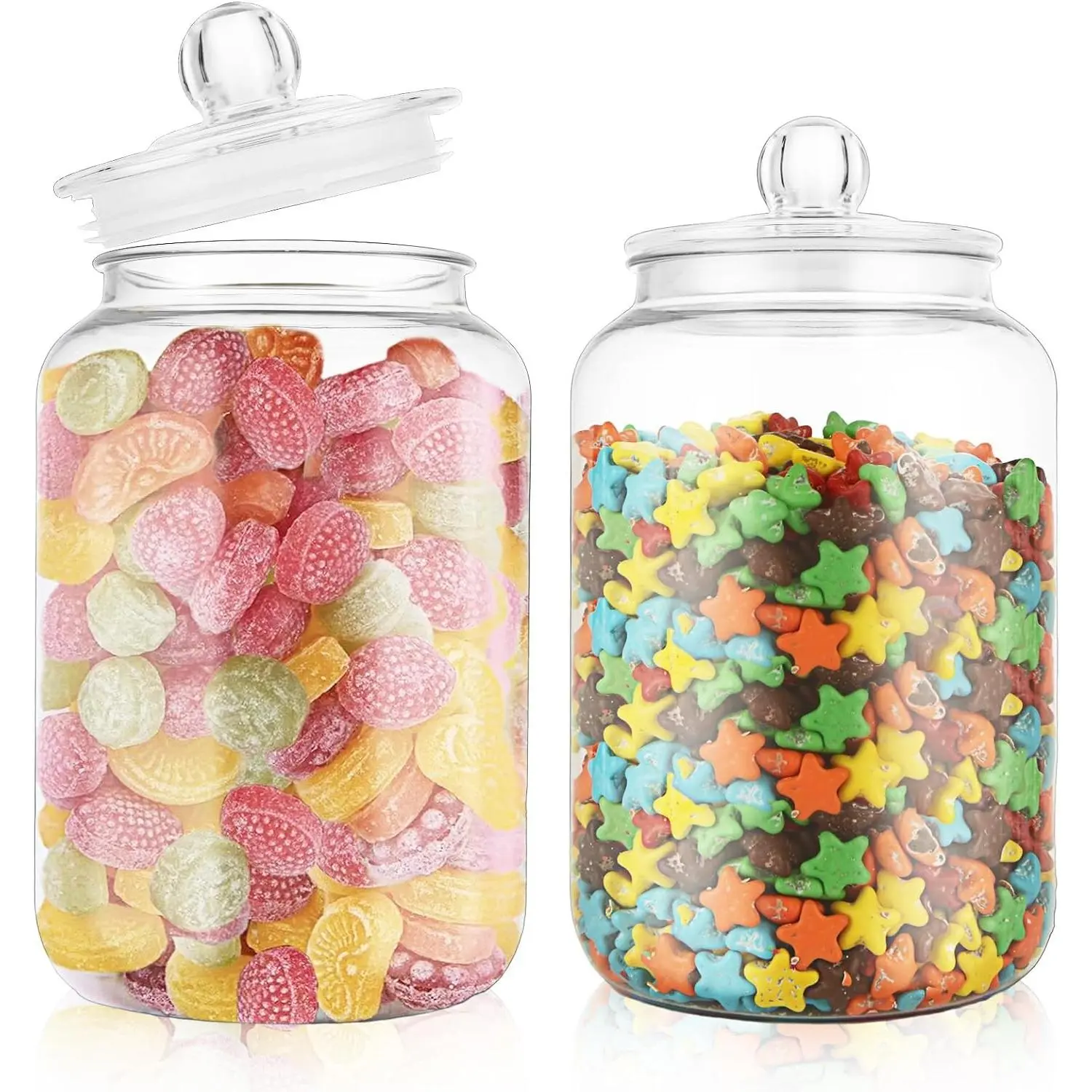 LANIAKEA 2PCS 128 Ounce Candy & Cookie Jar, 1 Gallon Plastic Jars with Lids Decorative Acrylic Clear Apothecary Jar for Vanity, Cookie, Candy, Snack and Dried Foods DIY Gift