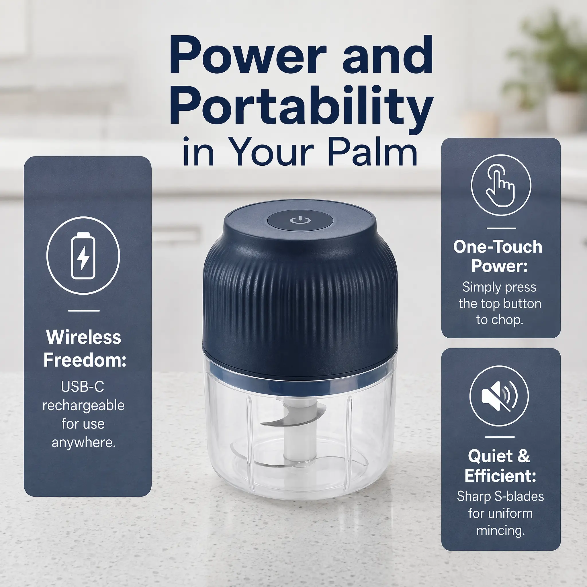 Electric Food Shredder Mini Meat Grinder USB Charging Portable Kitchen Gadget for Minced Meat Vegetable Onion Ginger Chili Rechargeable Lithium Battery