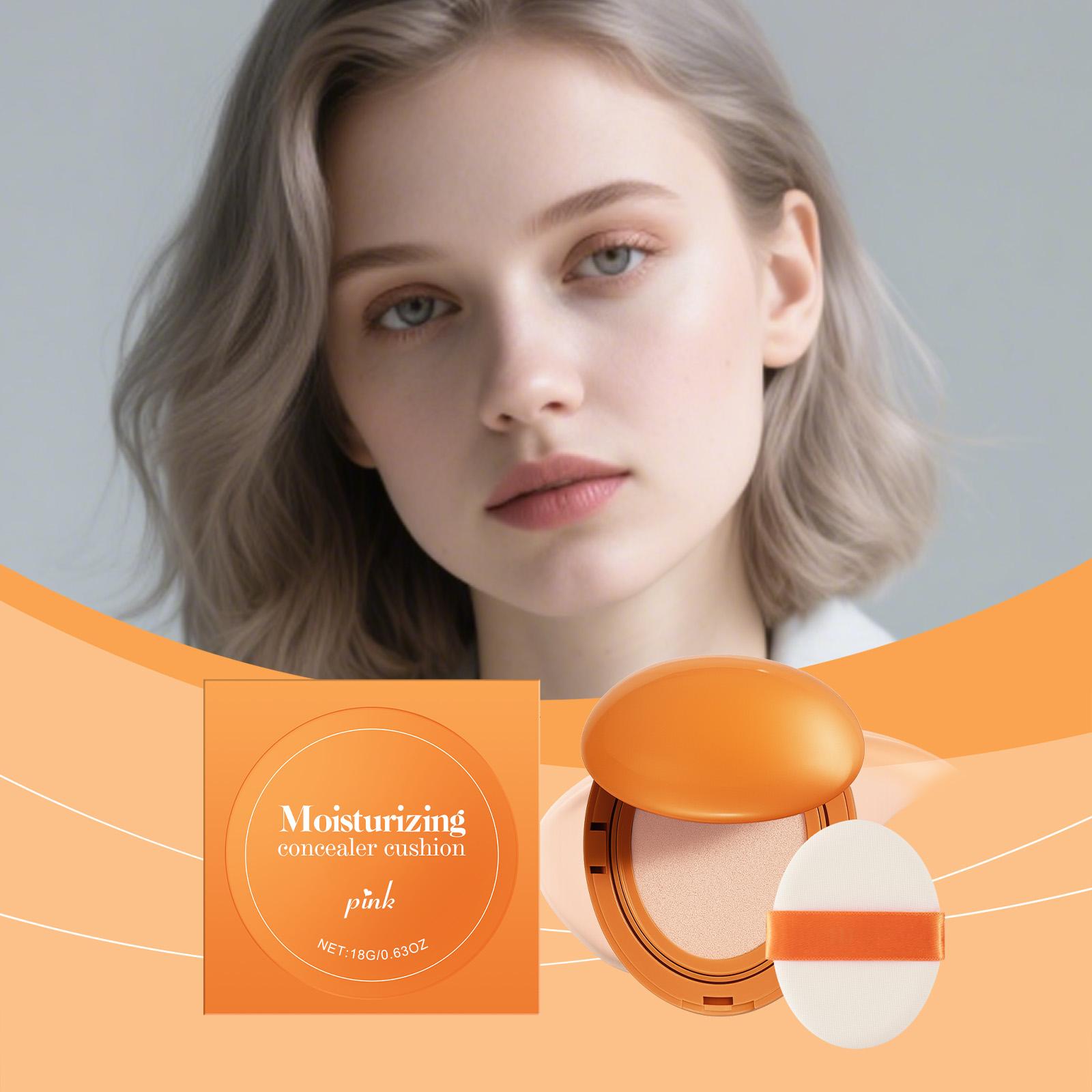 AMZ Pink Moisturizing Concealer Cushion, Waterproof And Sweat-Proof, Velvet Texture, Moisturizing Concealer, Clear And Nourishing Base Cushion
