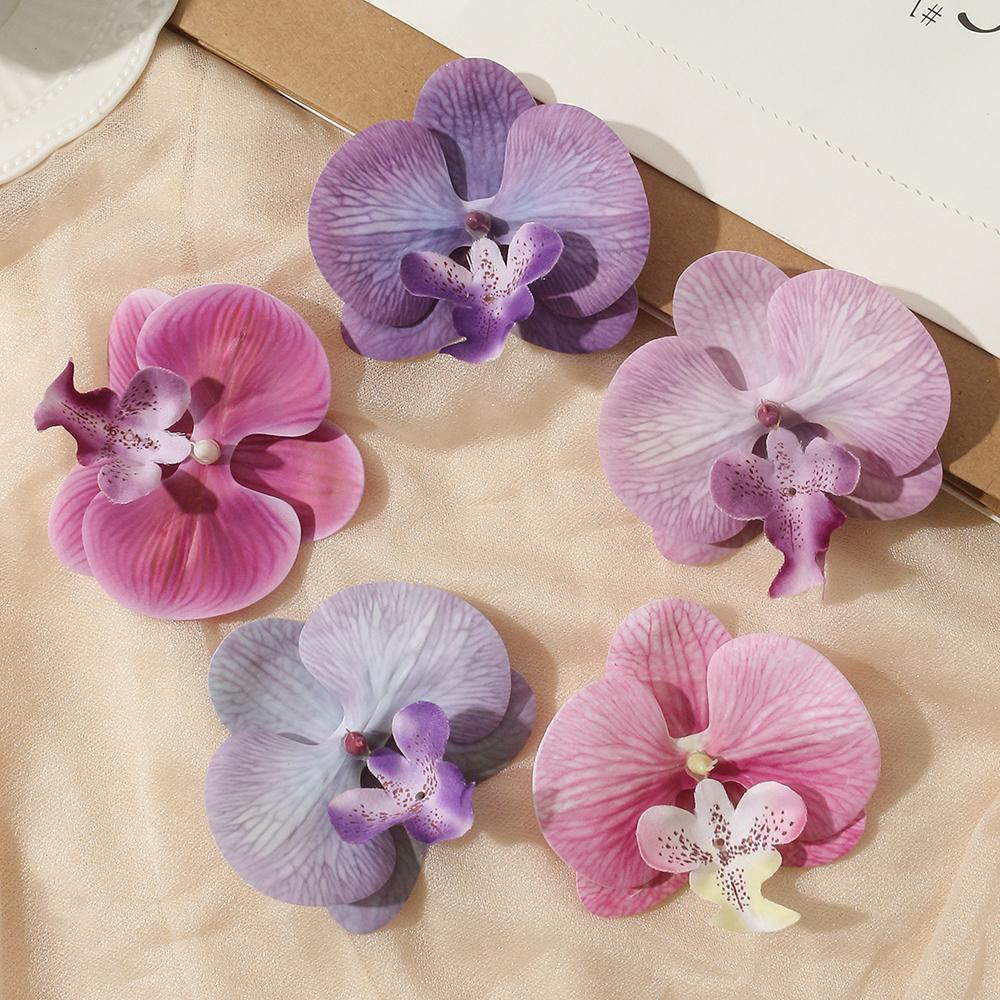3/5/10Pcs Butterfly Orchid Artificial Flowers for Home Room Decoration Wedding Bridal Accessories Headwear Hair Clips DIY Gifts