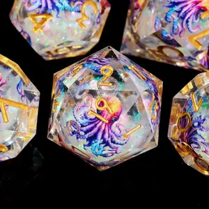 Dnd Liquid Core Dice Set, Sharp Edge Resin Dungeons & Dragons Dice Set, Rpg Dice D20 D12 D10 D8 D6 D4, Role Playing Game Accessories