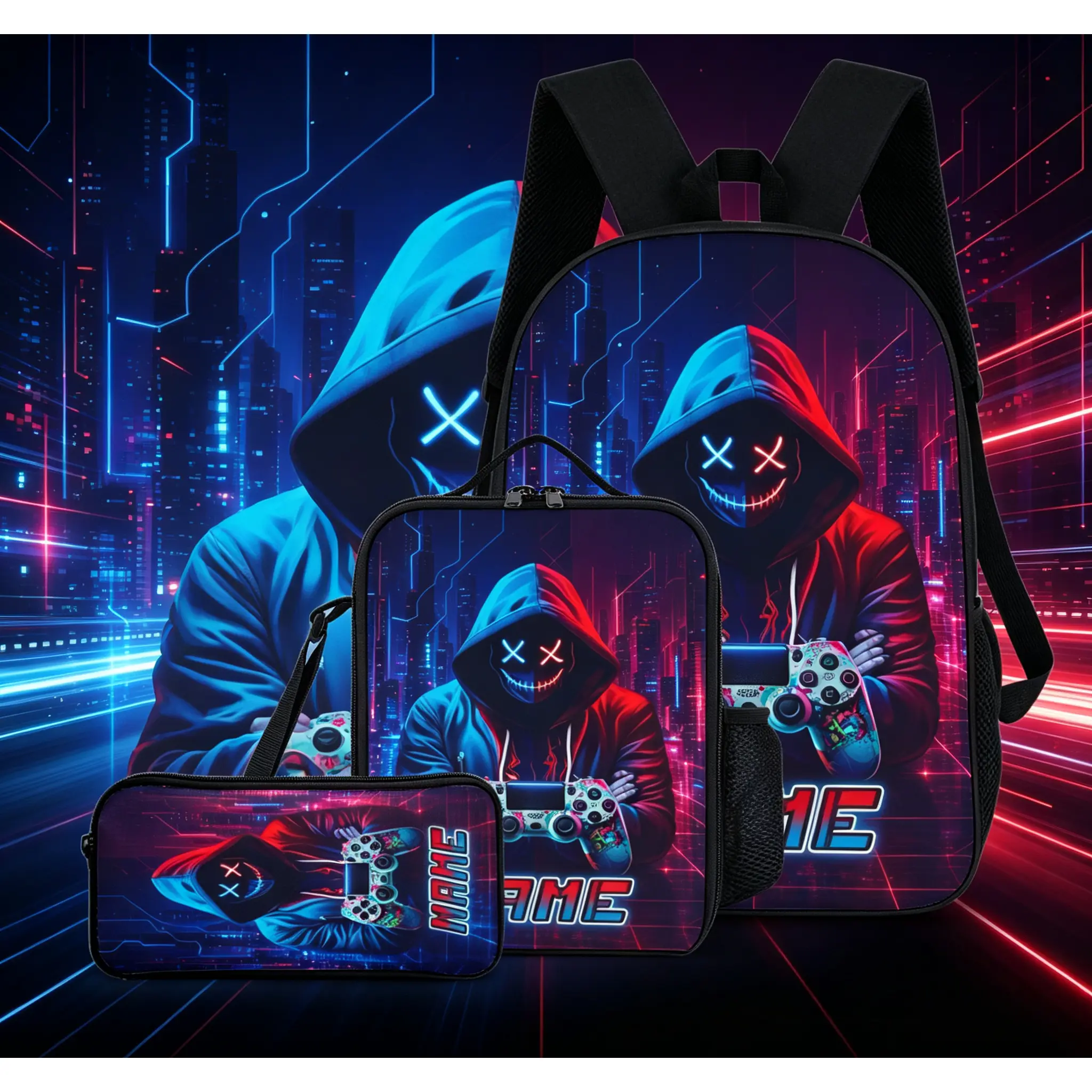 Cool and personalized 3D backpack, hacker player's schoolbag, Xbox-style kid's backpack, video game backpack, back-to-school gift