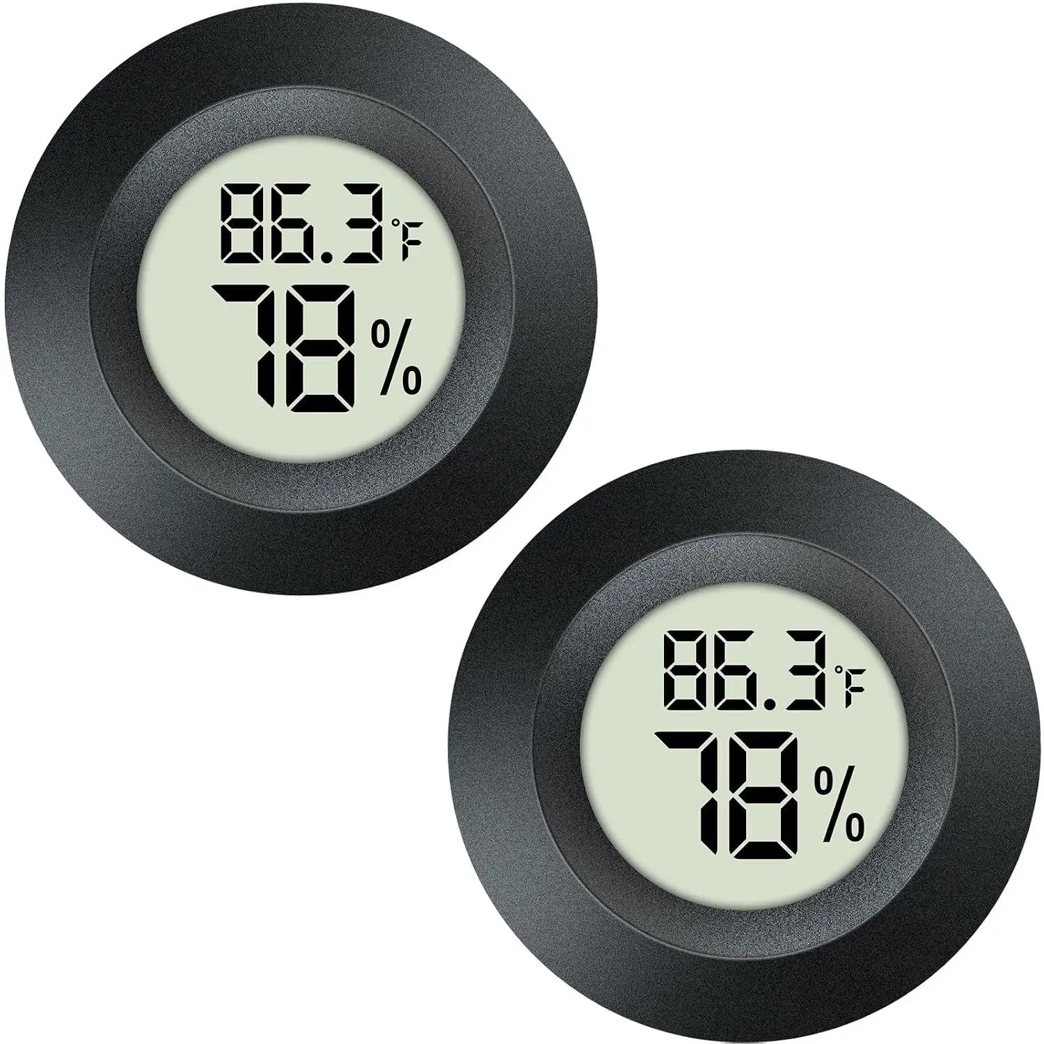 2 Pack Hygrometer Thermometer Mini Digital LCD  Indoor/Outdoor Humidity Meter Gauge Temperature for Humidifiers Dehumidifiers Greenhouse Reptile Humidor Fahrenheit/Celsius(℉/℃) by