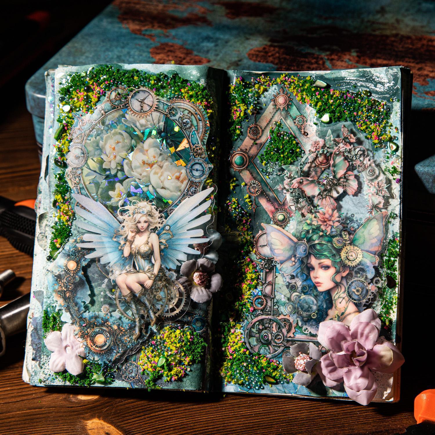 Vintage Fairy Pattern Sticker, 20pcs/pack Scrapbooking & Journal Making Material Paper, DIY Decorative Sticker for Stationery & Computer & Water Bottle