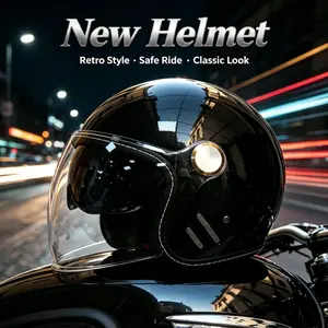 New Motorcycle Helmet 3/4 Cruiser Dual Lens, Unisex All-Season Retro Safety Hat, Ideal for Men and Women, Perfect for Any Season