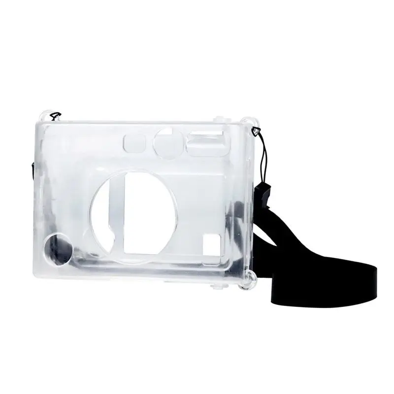 Portable Crystal Transparent Durable Protective Case for Instax Mini EVO Instant Camera, Dustproof Lightweight Housing with Strap, Birthday Christmas Camera Accessories