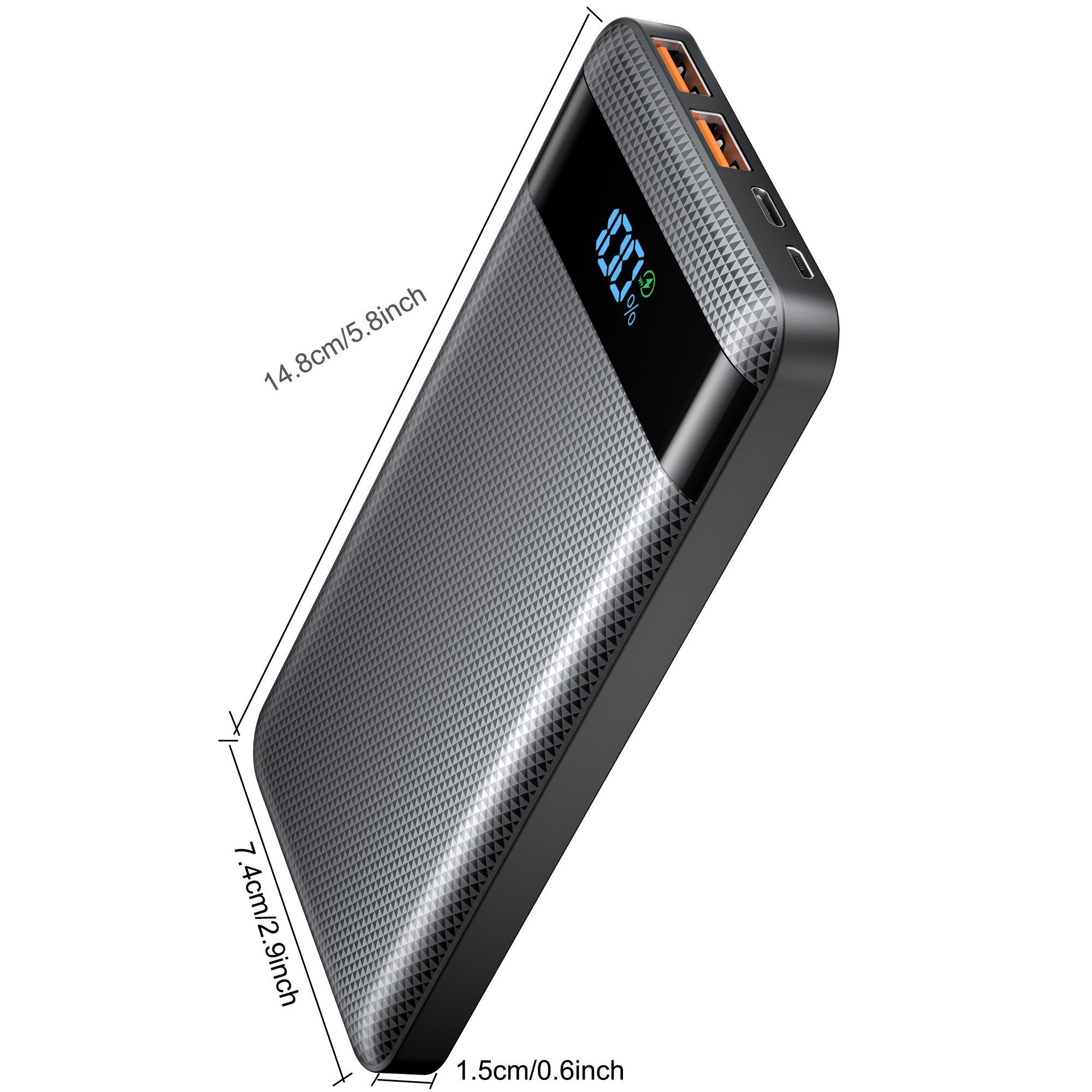 Portable Smartphone Power Bank, Summer 10000mAh 2 USB+1 Type-C Output Power Bank, Portable Mobile Phone Charger with LED Digital Display, Mobile Phone Accessories, Chargeable Smartphone Accessories