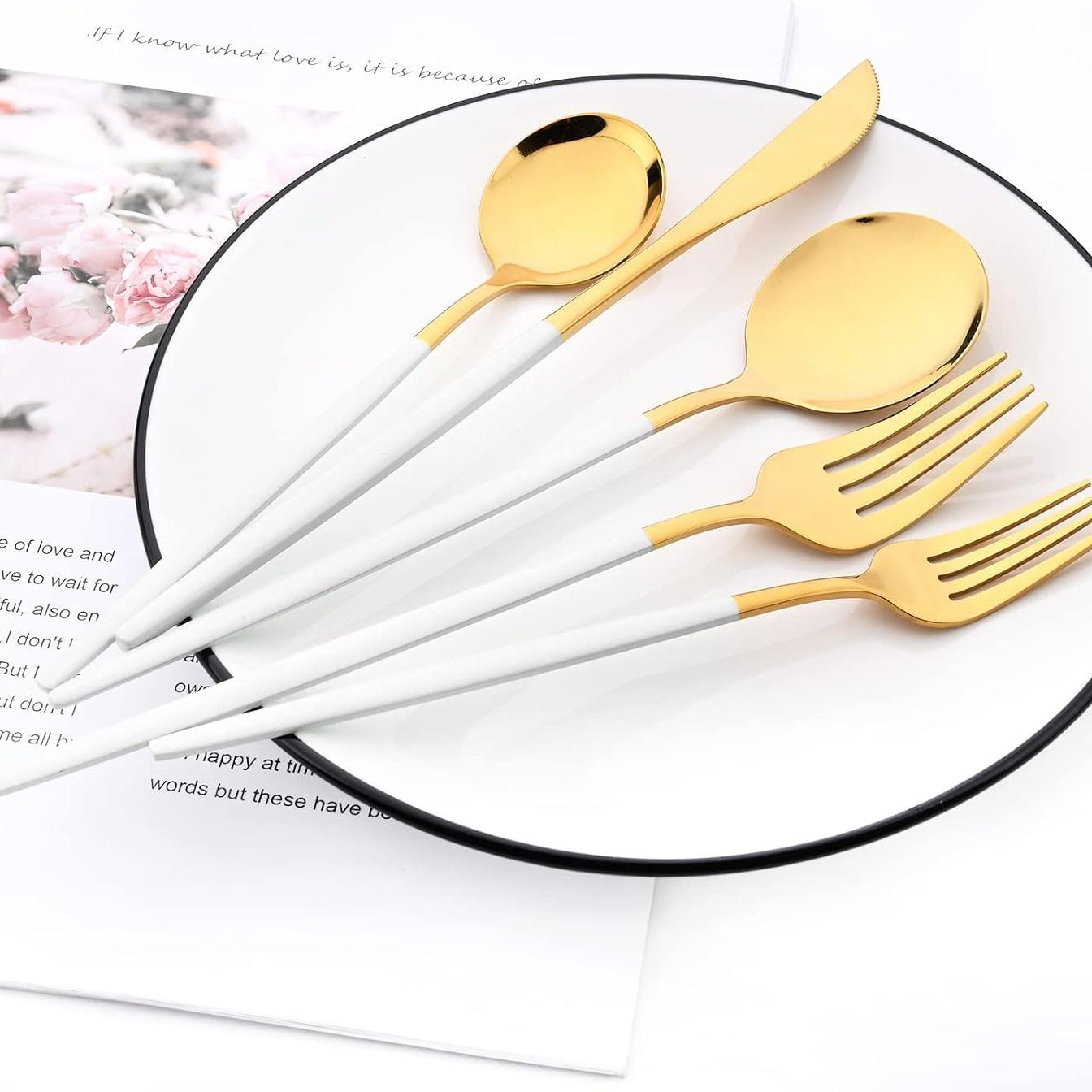 Stainless Steel Cutlery Set, 30pcs/set Including Knife, Fork & Spoon, Dishwasher Safe Tableware Set for Home Kitchen Dining Room