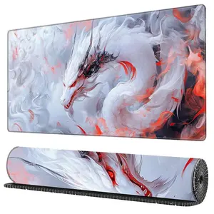BHJLAXR Dragon Pattern Extended Gaming Mouse Pad, 1 Count Large Non-slip Rubber Base Mouse Pad with Stitched Edges, Keyboard Mouse Mat for Game, Office, Home, Premium Multipurpose Mousepad Mouse Pad for Laptop