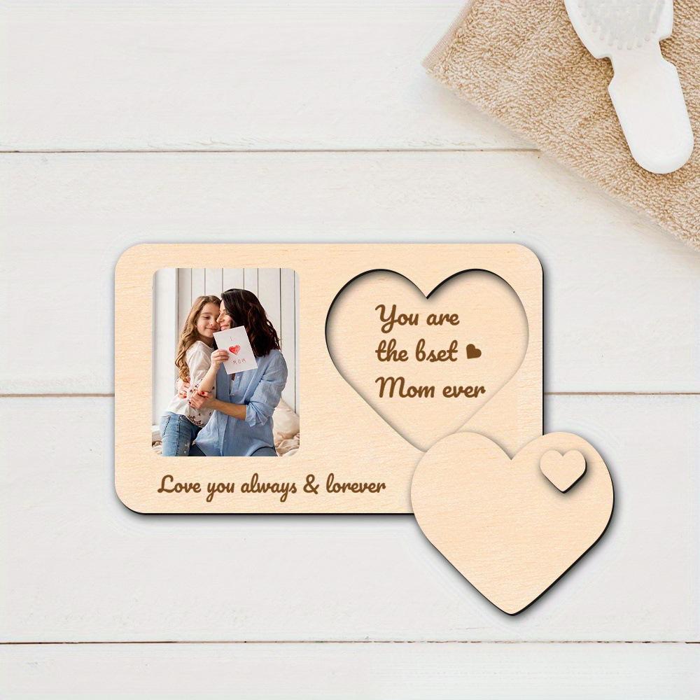 Wooden DIY Heart Shaped Photo Frame for Mother's Day, Creative Craft Picture Frame, Romantic "Best Mom Ever" Keepsake Gift, Perfect for Family Gatherings, Home Party Table Decor
