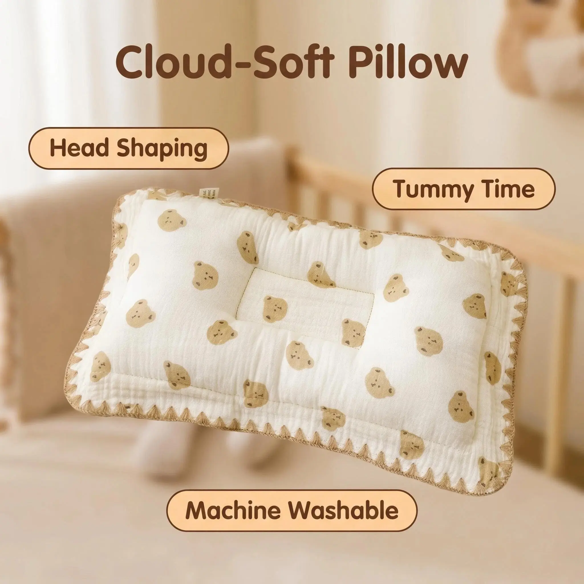 TDHD.Baby Newborn Infant Shaping Pillow, 9.84×15.74in, Prevents Flat Head, Side Sleeping, Pressure Relief, Spine Support, Relieves Gas