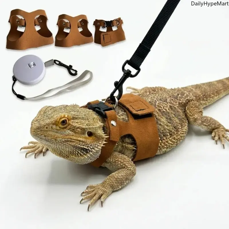 Adjustable Walking Vests in 3 Sizes, 3-Pack Soft Fabric Body with Leash for Lizards, Chameleons, Hamsters, Ferret & Animal Pets, Harness And Leash Set, Squirrel, Rats