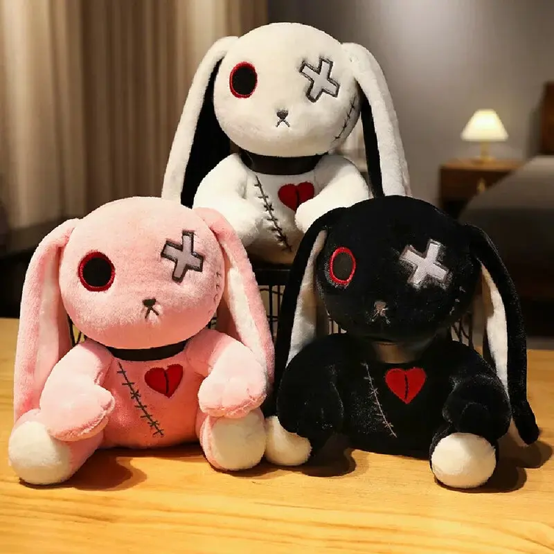 Spooky Gothic Bunny Stuffed Crazy Rabbit Plush Toys, Spooky Gothic Bunny Stuffed Animal Cute Horror Dreadful Bunny Doll, For Hal