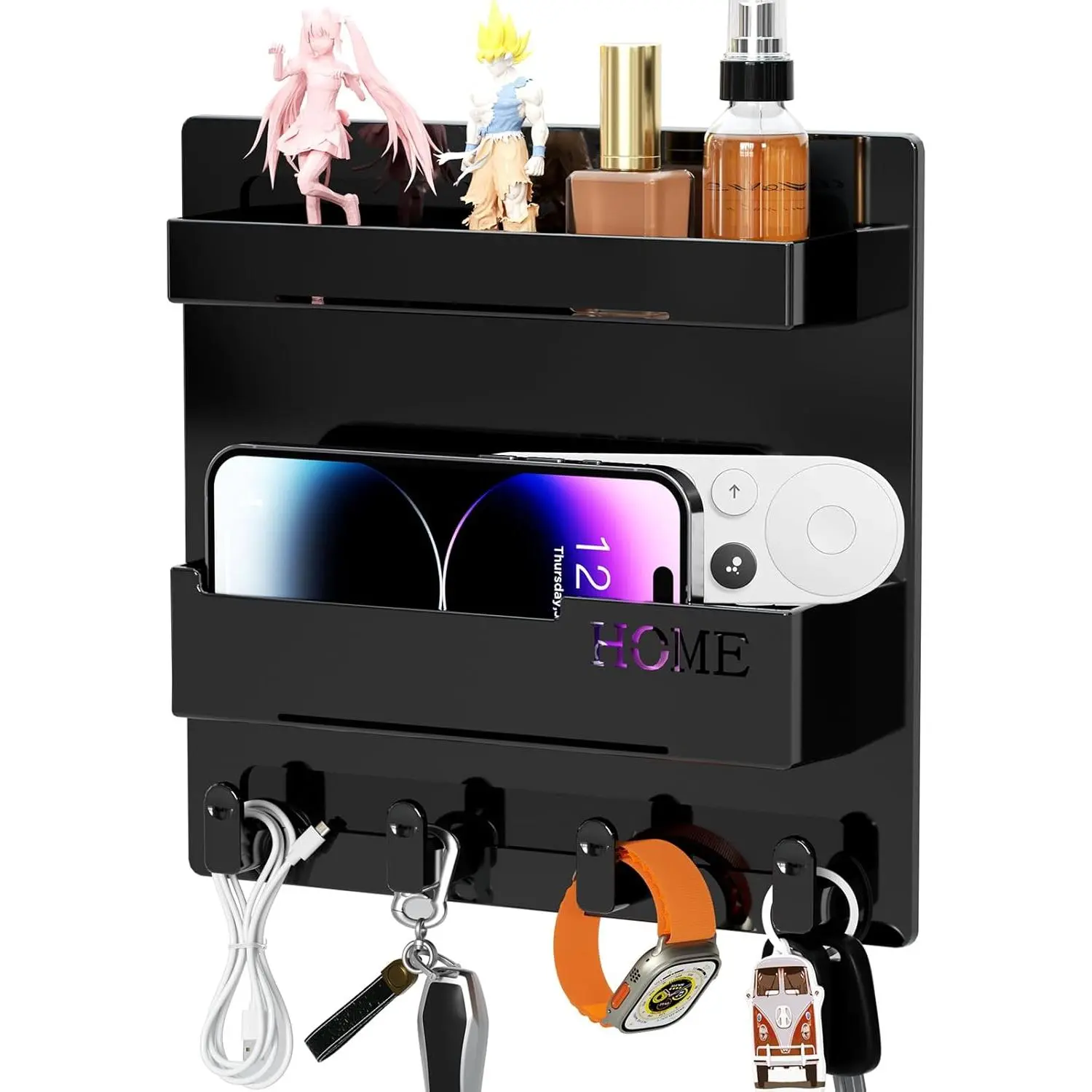 Bedside Wall Organizer, Wall Mount Self Stick On, Cute Room Decor Aesthetic, Girls Room Decor, Cool Stuff for Bedroom Storage and Organization