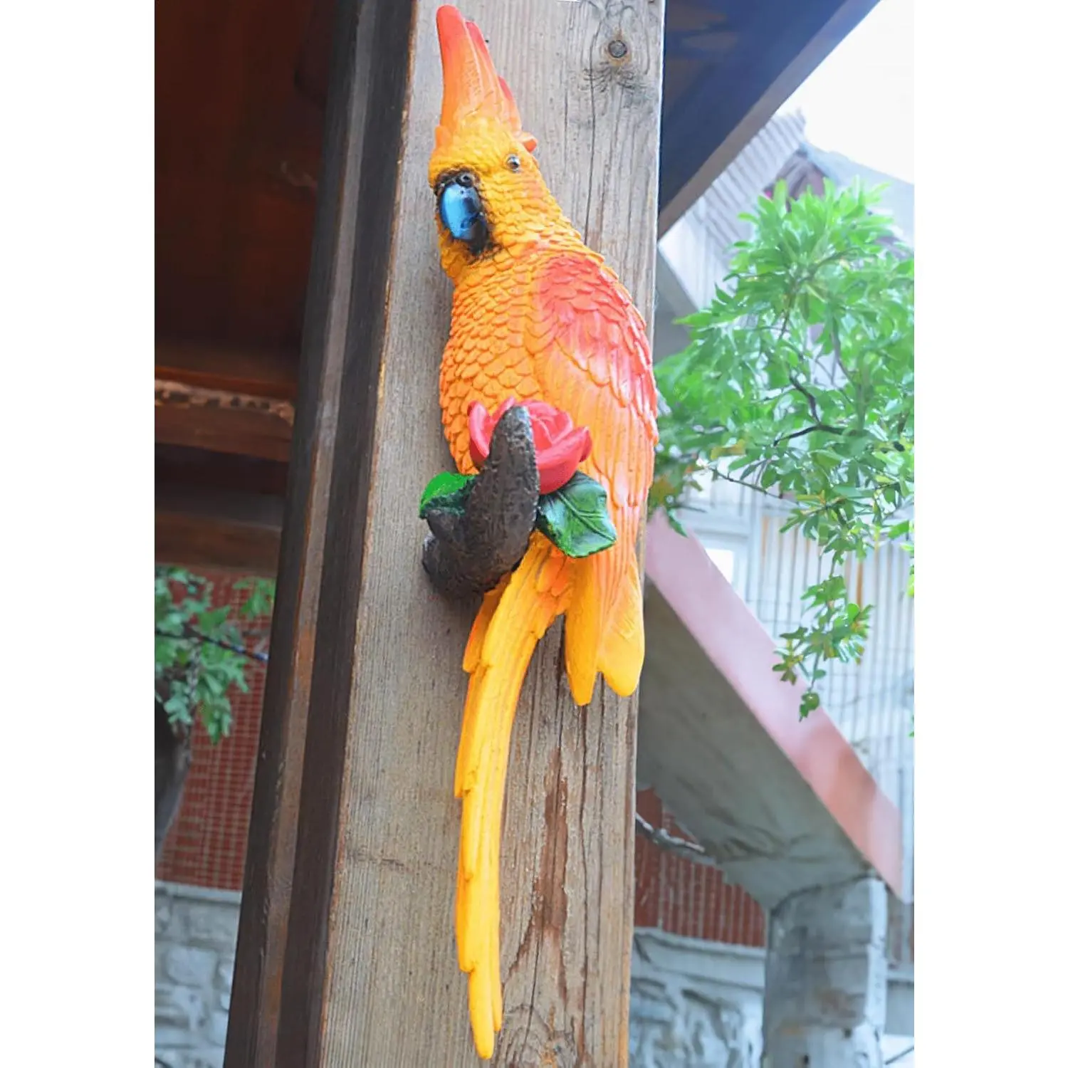 Real  Wall Bird Statue Decor,Real Parrot Sculpture  Decor,Outdoor Indoor Figurine Ornaments-Garden Tree Sculpture,  Statue for Garden, Terrace, Lawn, Yard