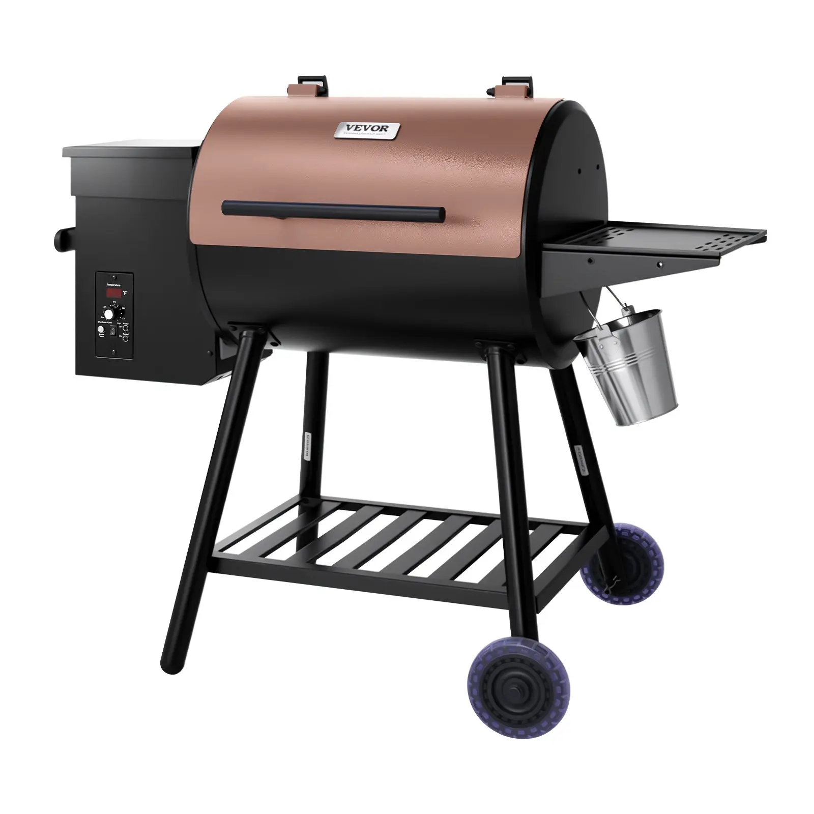 Wood Pellet Grill Smoker, 8 in 1 BBQ Grills for Outdoor Cooking, 456 Square Inches Cook Area Electric Grill and Smoker, with Digital Controller, Meat Probe, 500F Max Temperature, Black