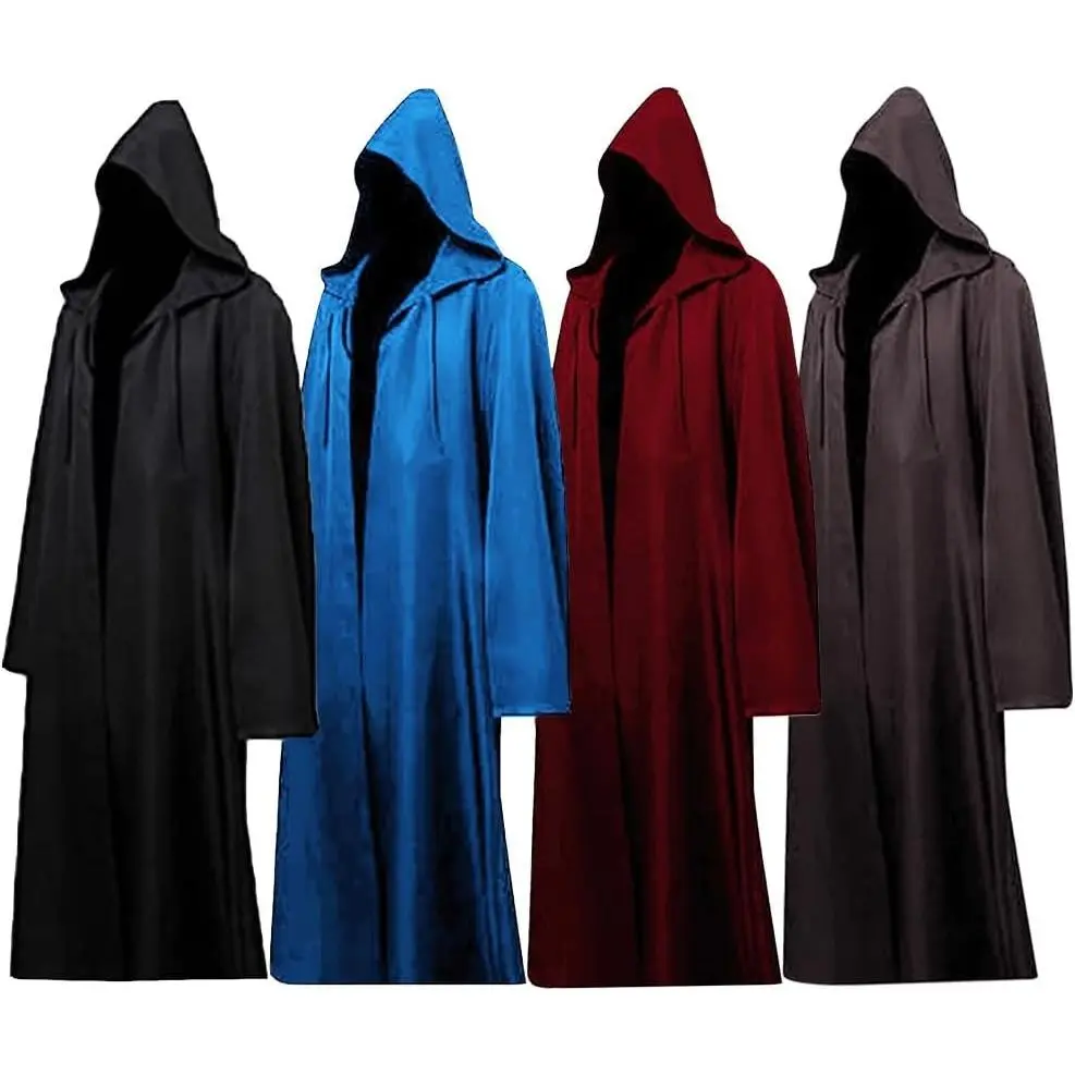 Unisex Adult Wizard Robe Hooded Cloak Tunic - Renaissance Medieval Monk Priest Knight Cape Halloween Cosplay CostumeGift