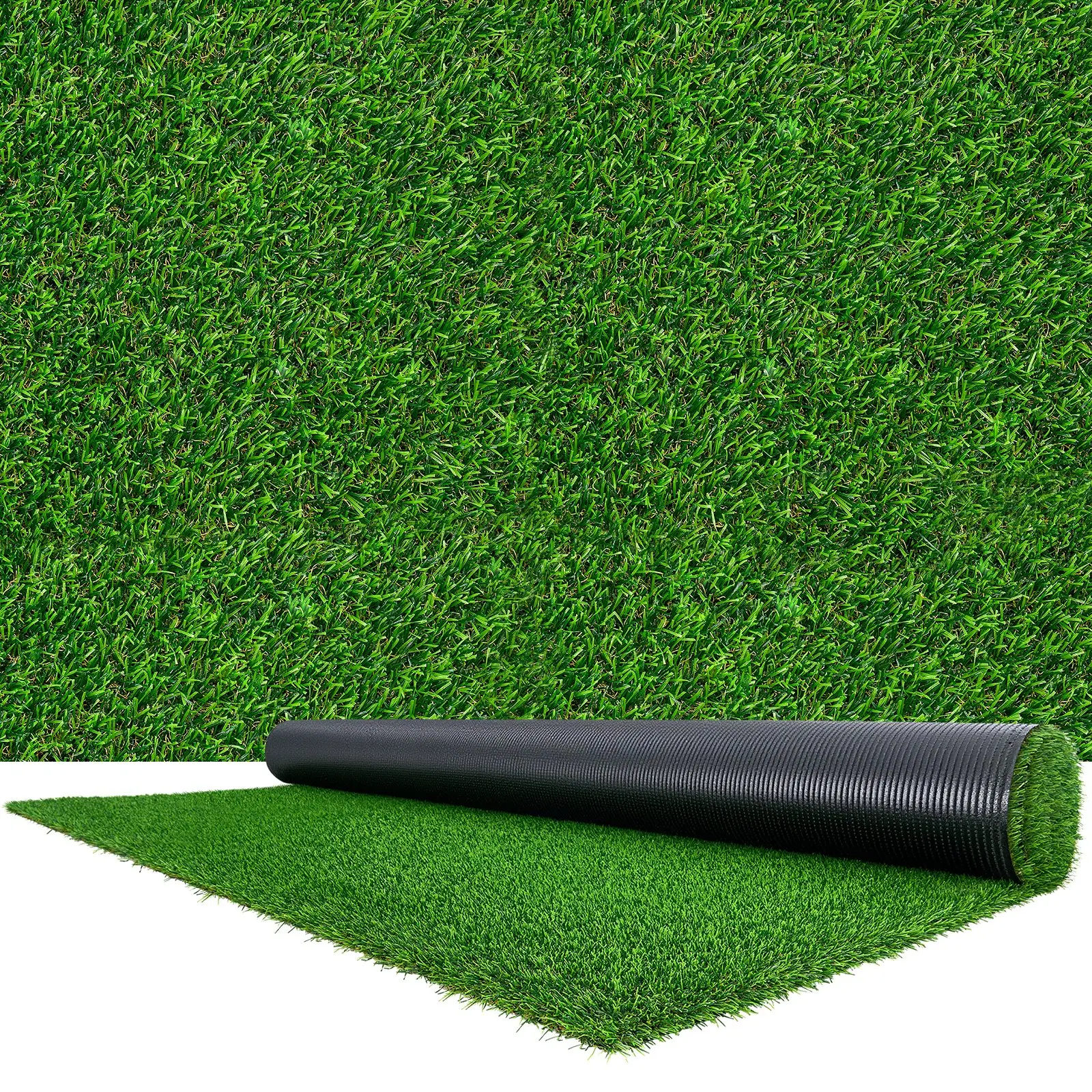 【DealsForYouDays】VEVOR Artificial Grass Turf Roll, 10x6.5 ft Fake Lawn Carpet Mat with 1.38 in Pile Height, Easy-Clean Drainage Holes, Decorative Synthetic Rug for Patio, Garden, Indoor Outdoor Use