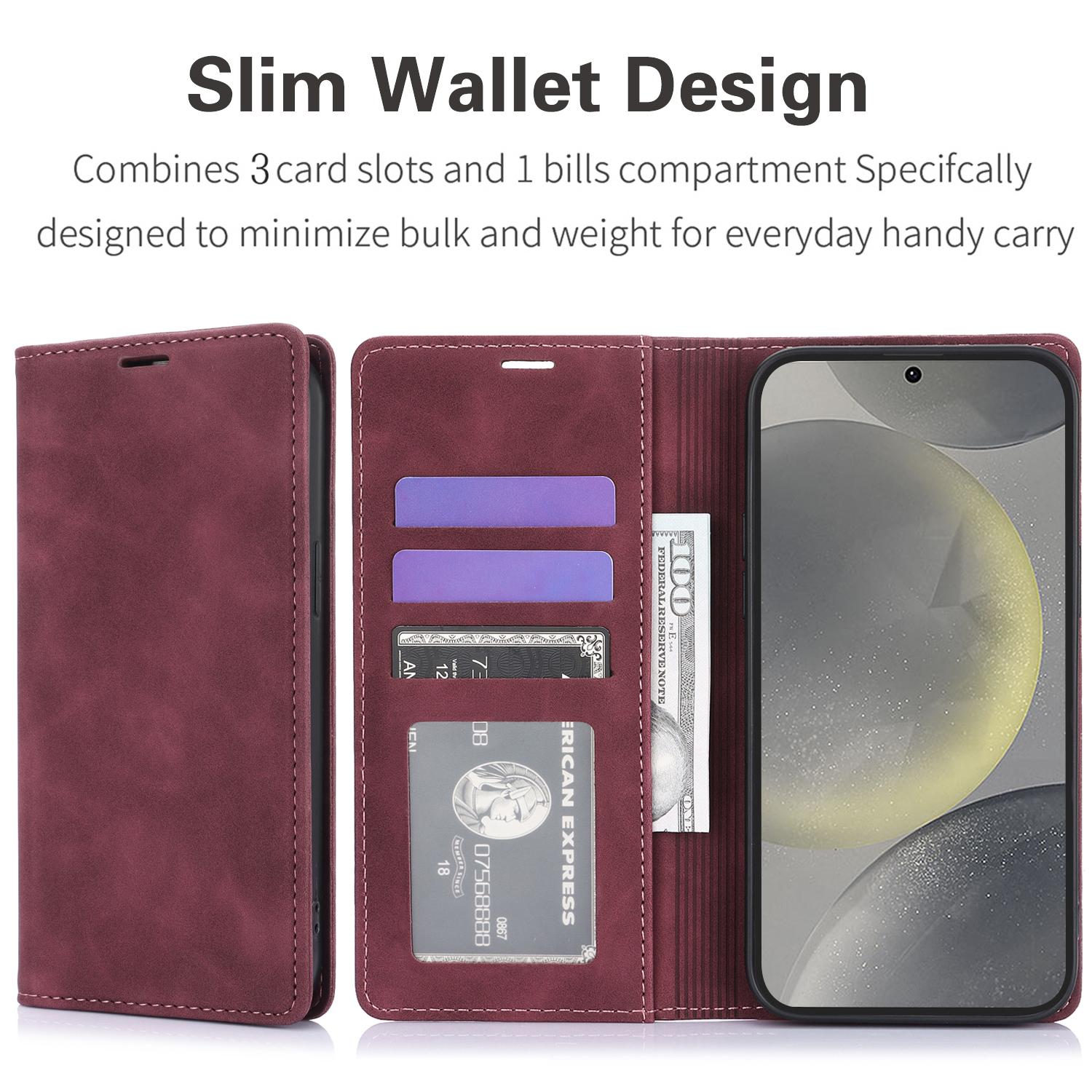 Leather Magnetic Flip Wallet Case with Card Slot, Compatible with Samsung S26 Ultra S25 S24 S22 S21 S20 S10 Plus , Flip Cover Card Holder