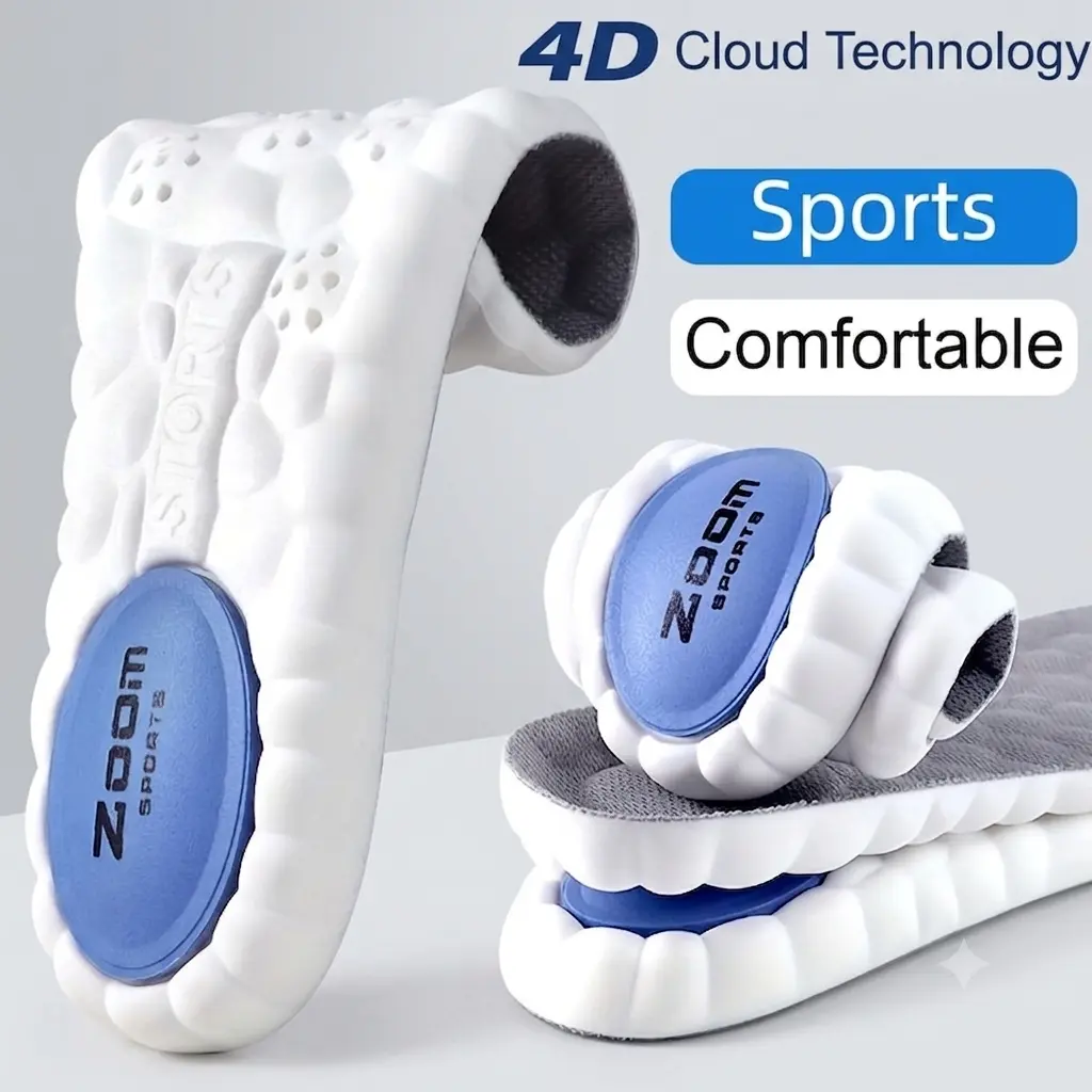 PU Sponge Shock-Absorbing Sports Insoles (1 Pair) - Soft, Breathable, Odor-Resistant Footwear Accessories for Sports, Daily Wear