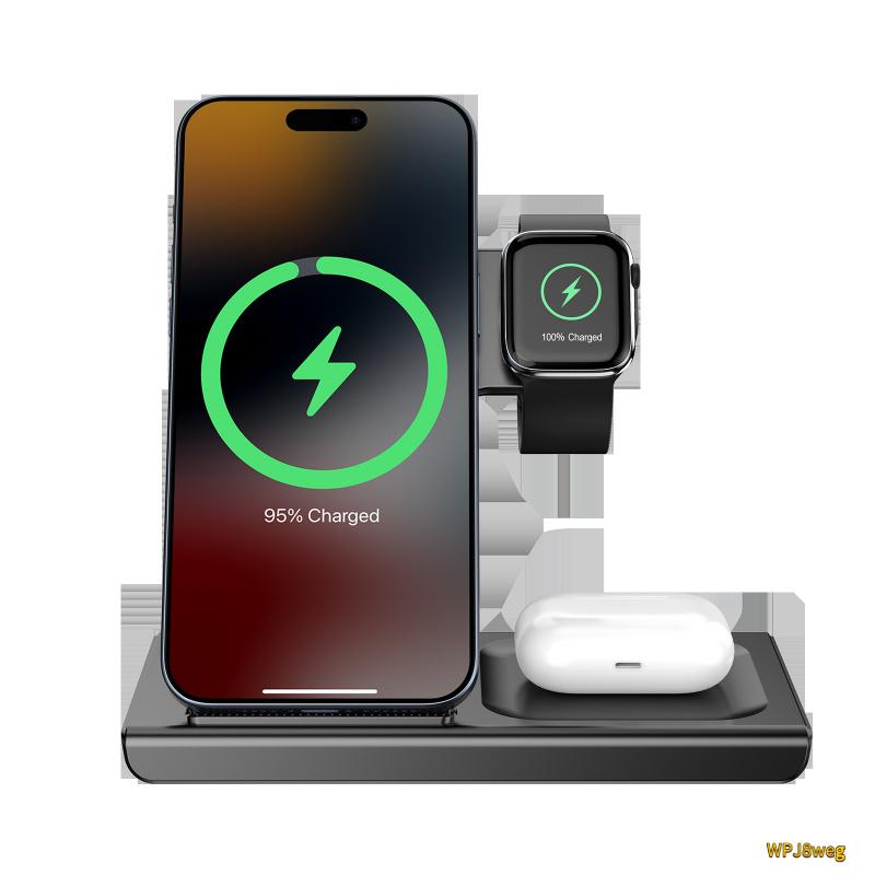 Multi-Function Foldable 3-in-1 Wireless Charger for iPhone, AirPods, and Apple Watch